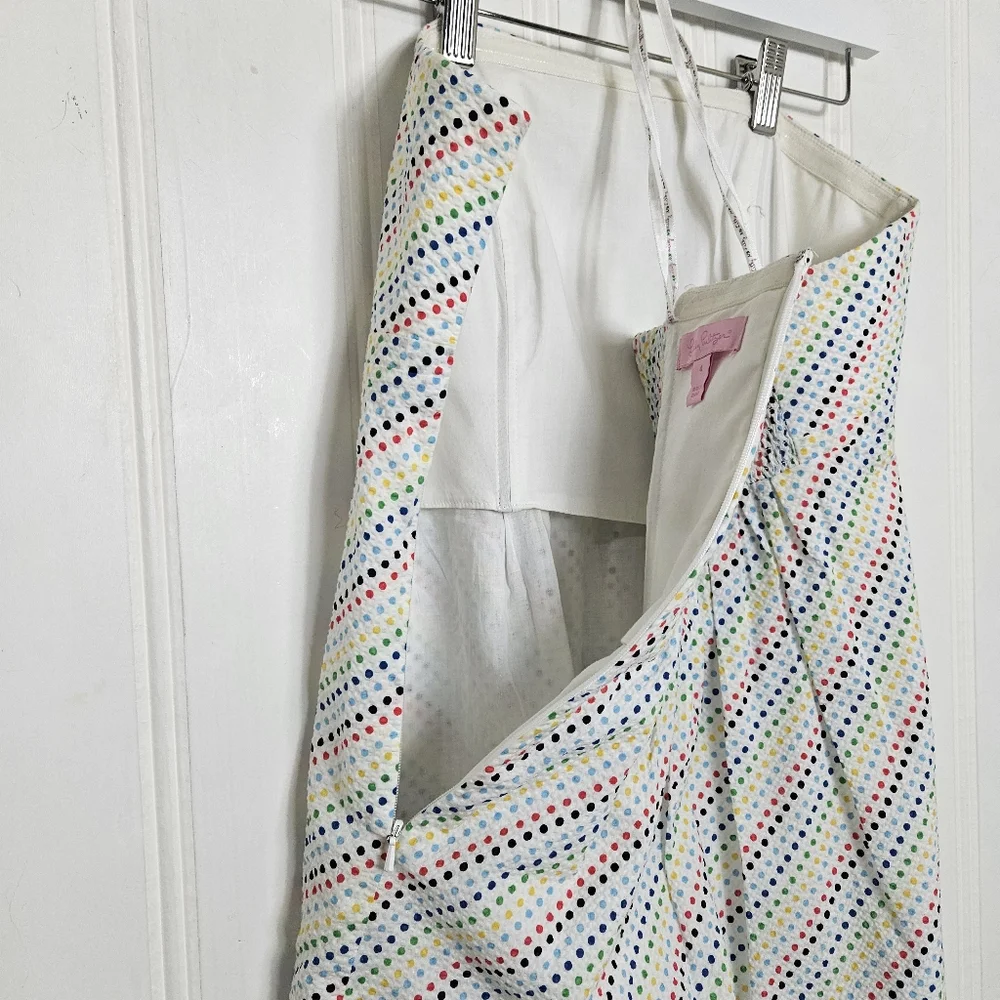 Lilly Pulitzer Strapless Rainbow Polka Dot Dress Size 4 Ruffle Bodice Cotton - Picture 9 of 13